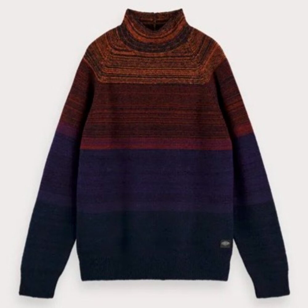 Scotch & Soda Men's Color Block Mock Net Wool Sweater XXL
